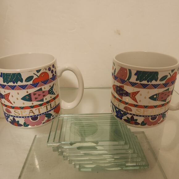 Seattle Pike Place Set of 2 Coffee Cups - Picture 3 of 5